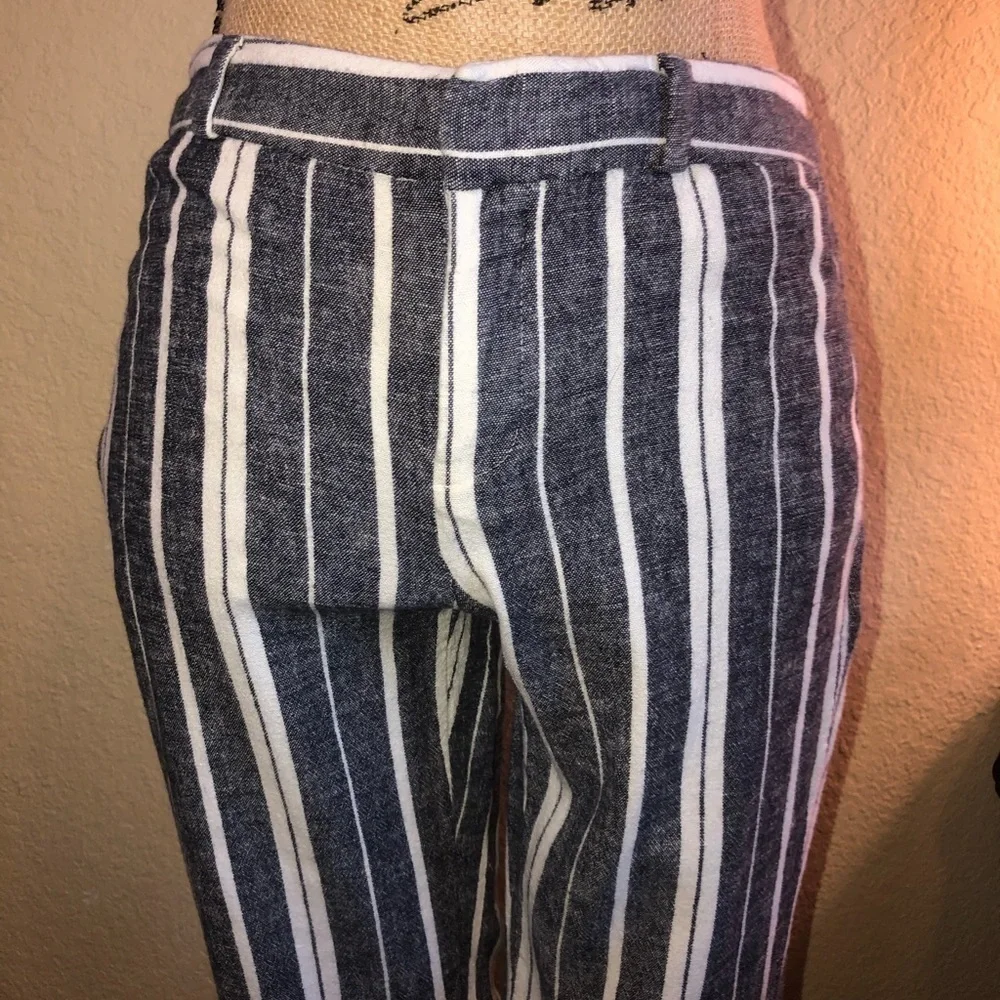 Banana Republic Avery Striped Linen Blue & White Striped Pants Size 2